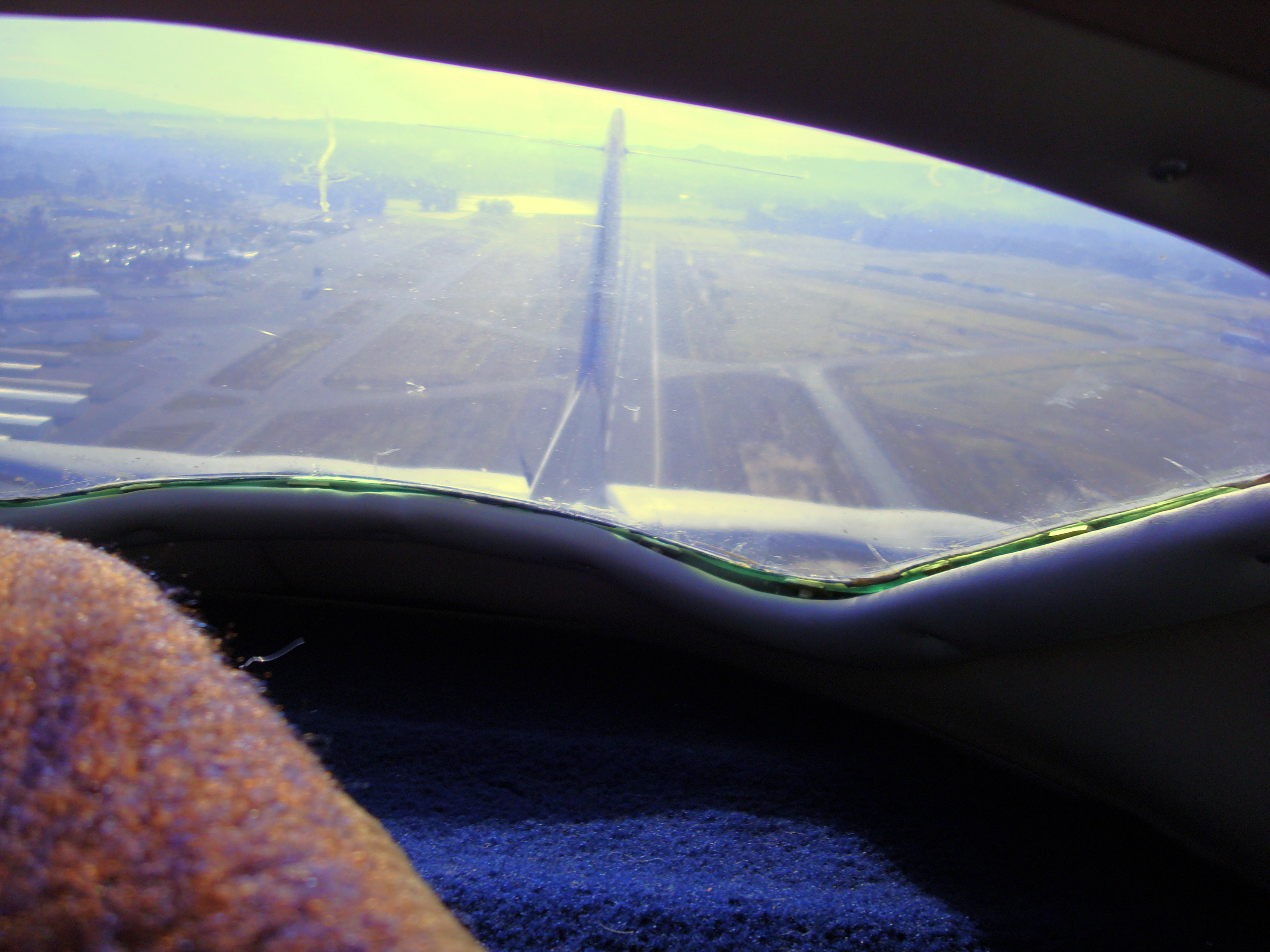 In line with the runway after takeoff