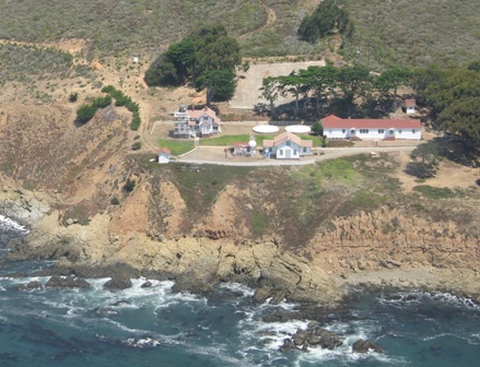 lighthouse with scaffolding