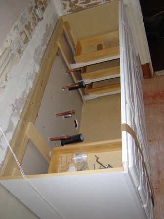 vanity installation before the counter top