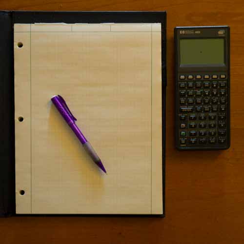 Engineering pad, mechnical pencil and HP48 GX calculator
